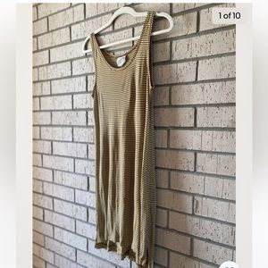 DRIES VAN NOTEN  Stripe Slinky Viscose Sleeveless Tank Dress Size Small Brown